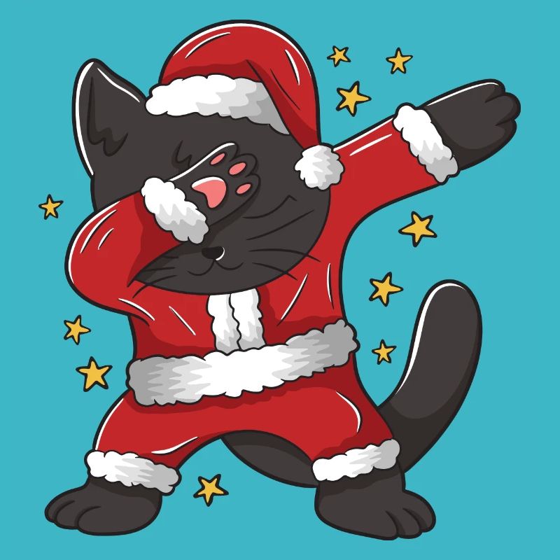Dabbing Santa Cat Dab Black Cat Design for