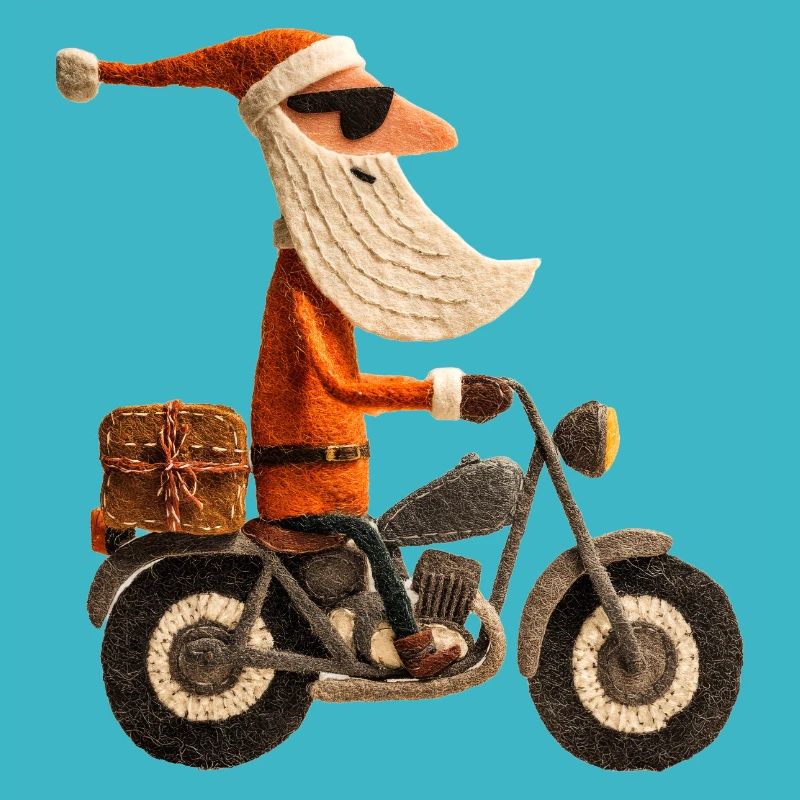 Weihnachtsmann auf Motorrad