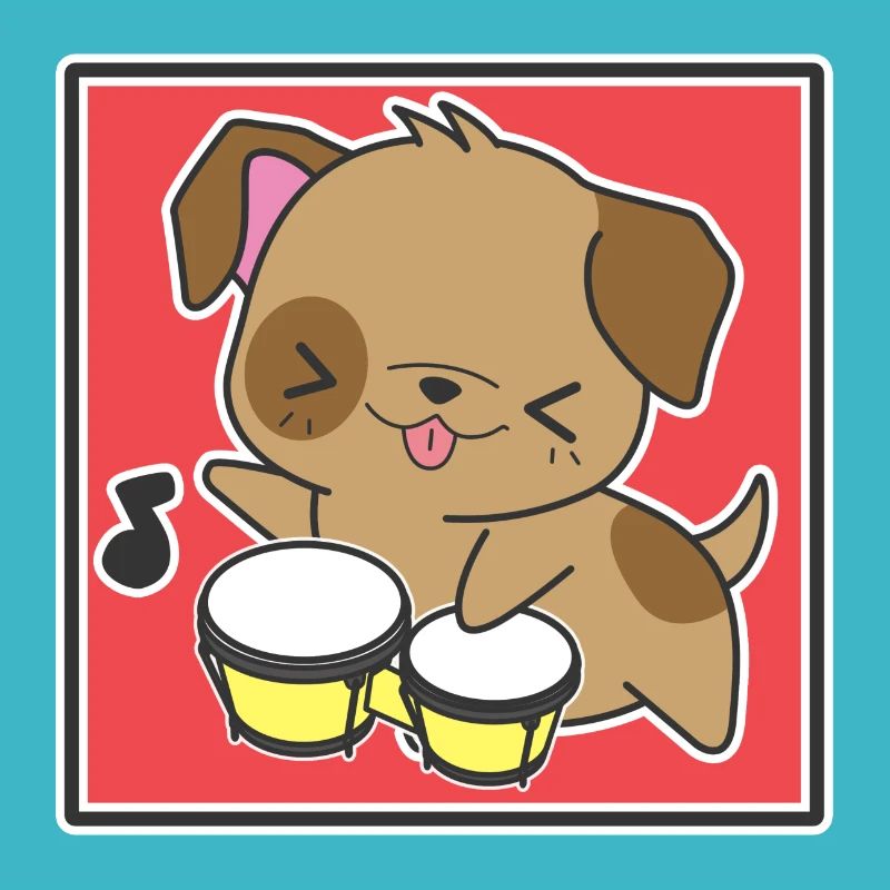 Hund mit Bongos