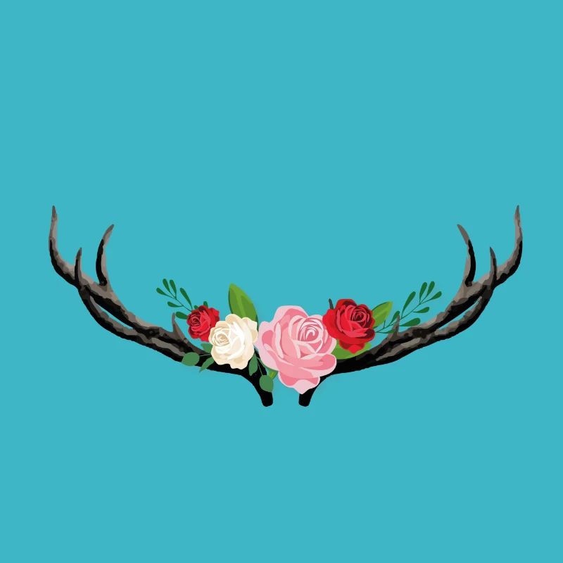 Bois de cerf avec des fleurs
