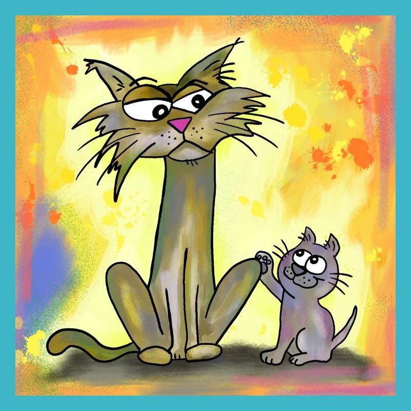 Babykatze und grimmige alte Katze