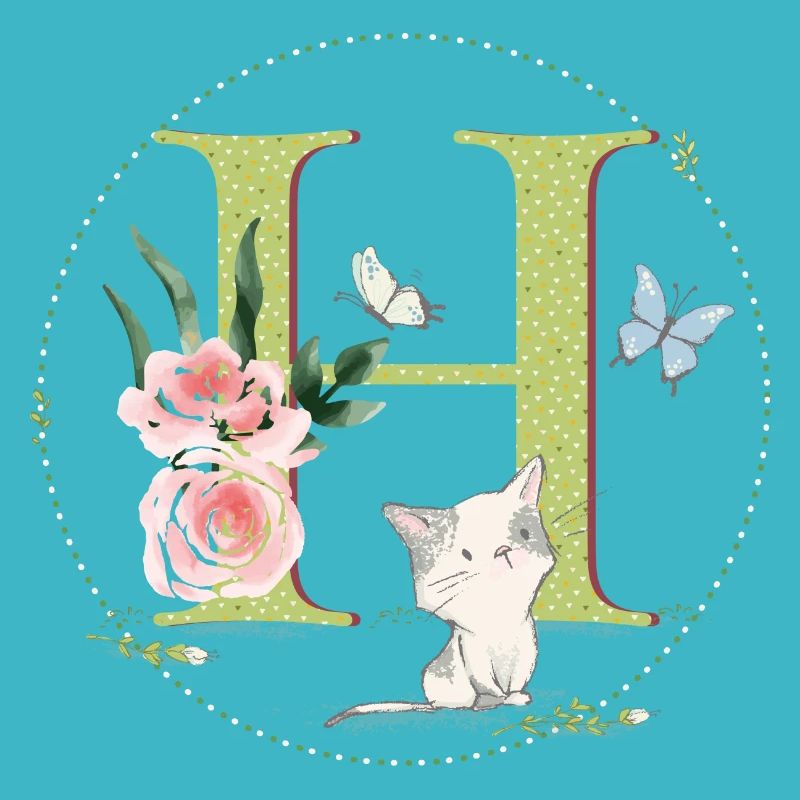 Lettre initiale A avec chat