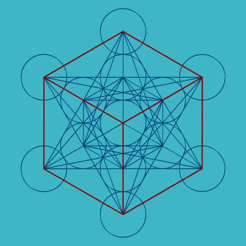 Metatron's Cube - blue red