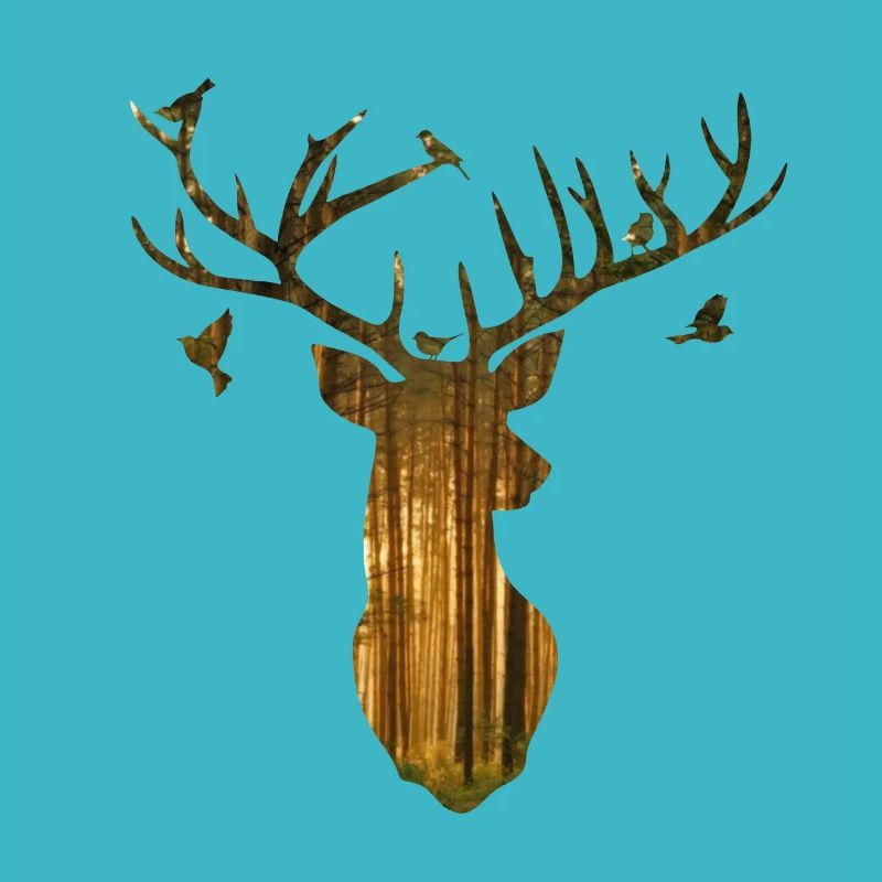 Deer silhouette in gold