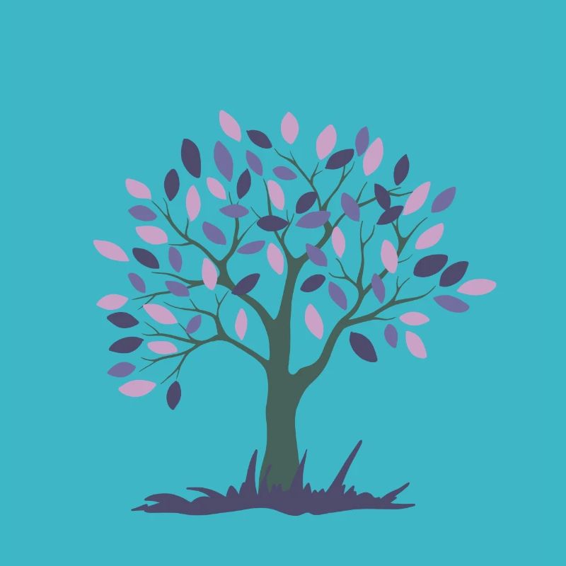 Arbre aux feuilles roses et violettes