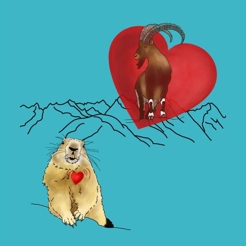 verliebt, Berge, Murmeltier, Steinbock, Herz