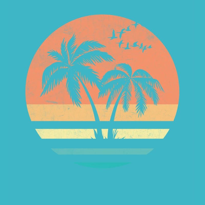 Palm Sunset Retro Circle