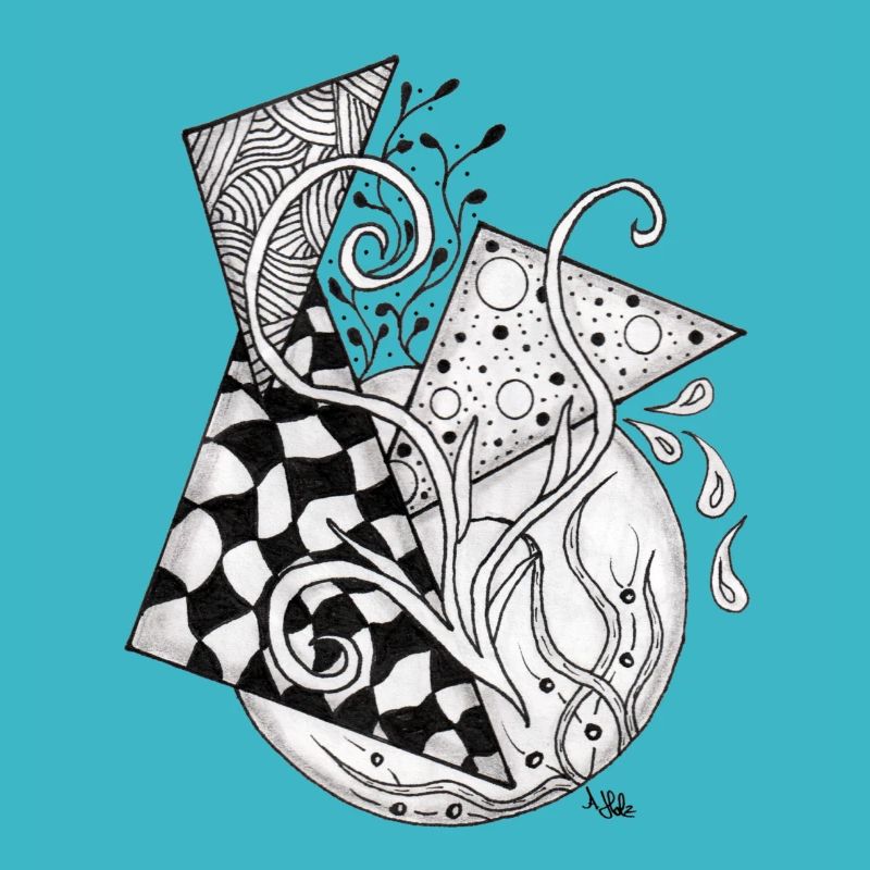 Floral Tangle Drawing Geometric