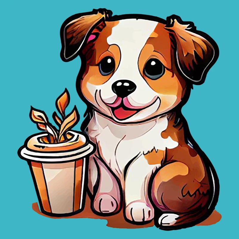 Chien avec café: le compagnon idéal