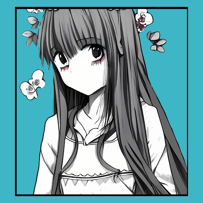 Zarte Blüten: Romantisches Anime-Mädchen mit Blume