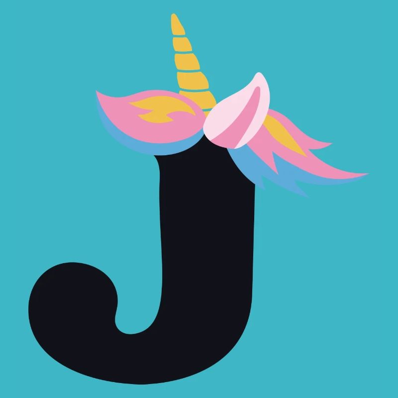 Einhorn-Buchstabe Regenbogenstyle "J" | be unique
