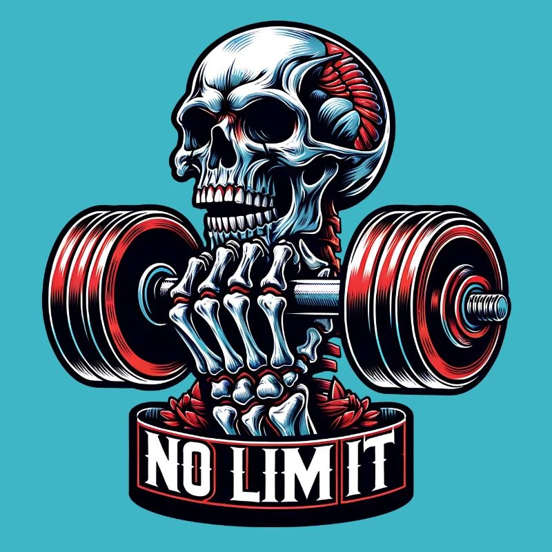 Crâne de musculation No Limit Workout avec haltère