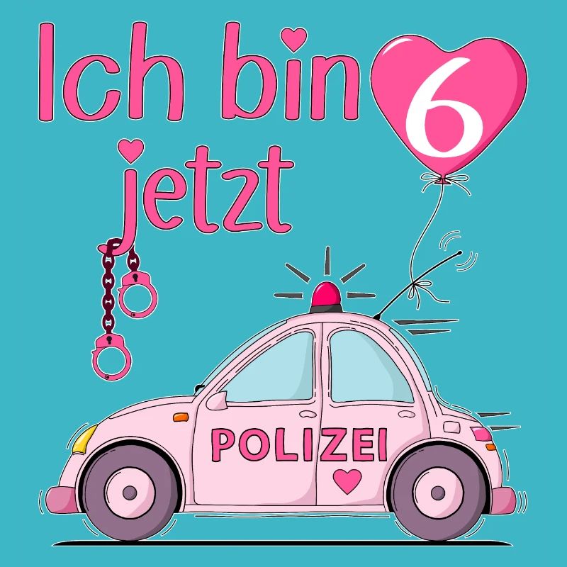Polizeiauto Ich bin jetzt 6 Geburtstag Rosa