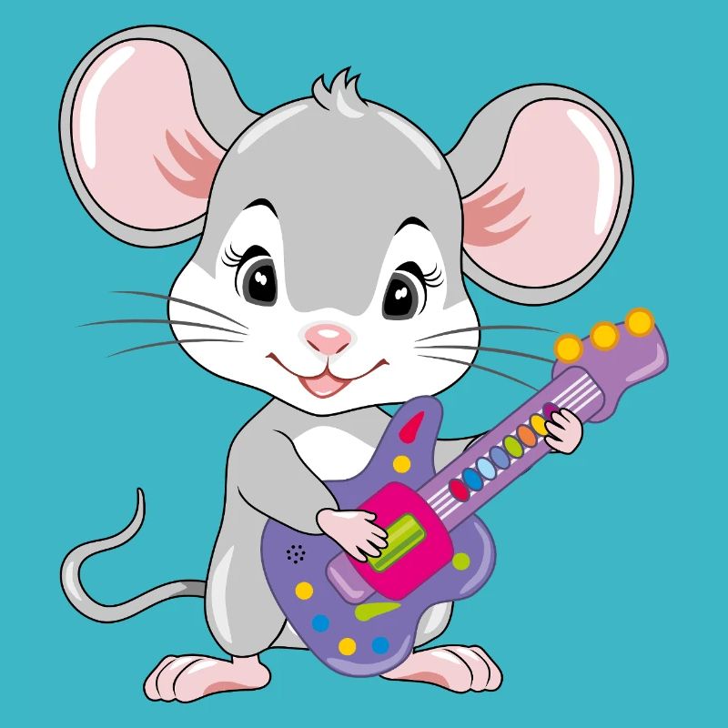 Funny little mouse is playing the guitar