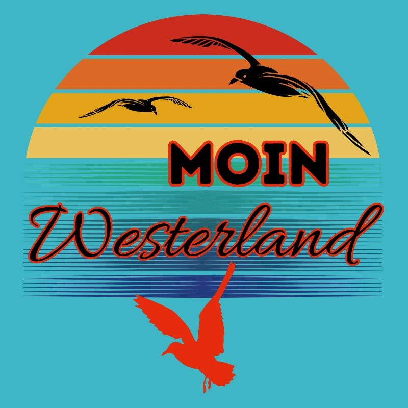 Moin Westerland avec mouette dans le style rétro Westerland