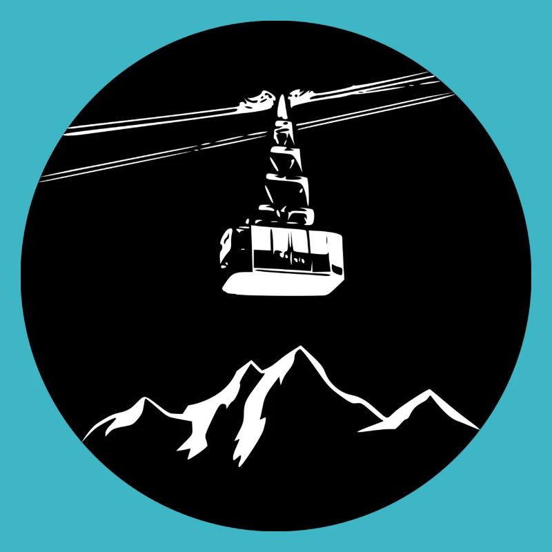 Montagne avec gondole blanche