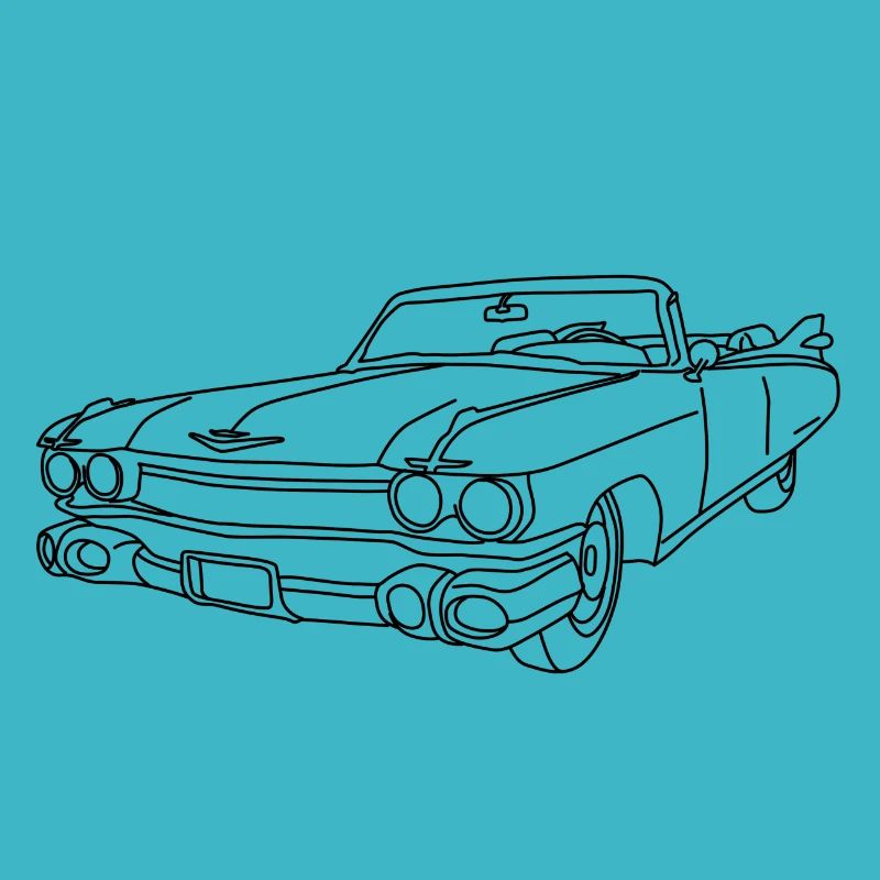 Cadillac, Auto, Motor, Retro, Outline, Oldtimer