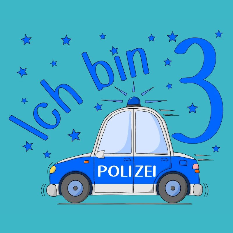 Polizeiauto Ich bin 3 Geburtstag Blau