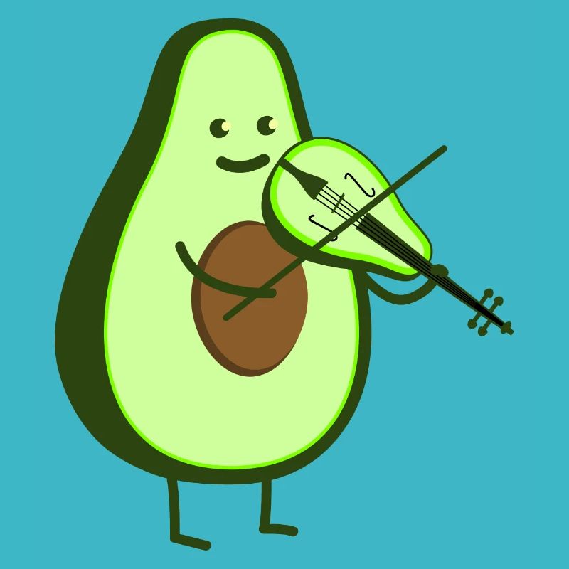 Avocado with violin
