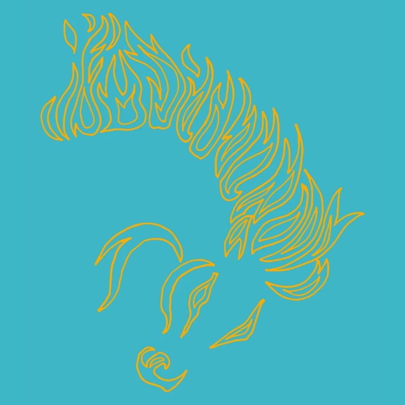Flames Fire Horse Metallic Burn Head Gift