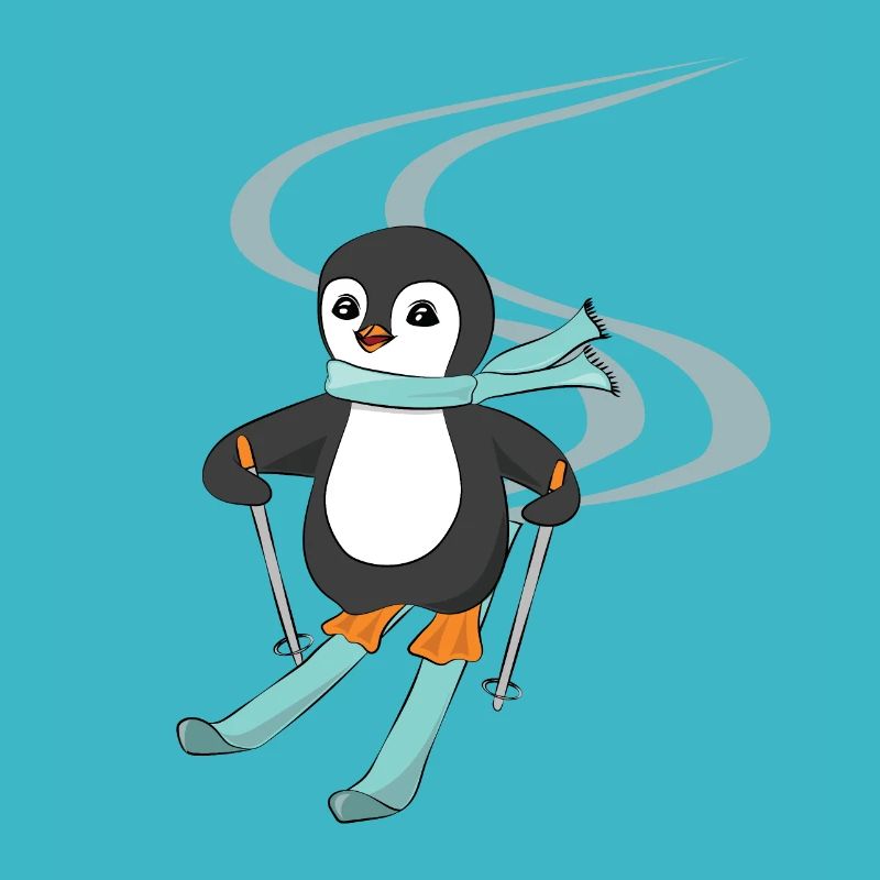 Skiing Penguin Ski School Kids Instructor
