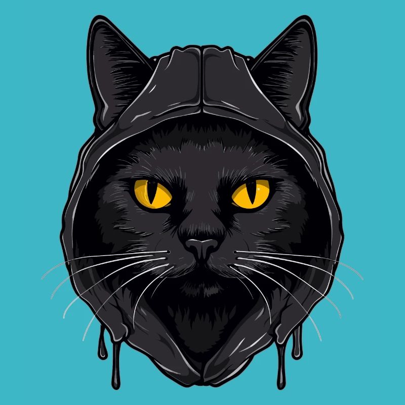 Tête de chat Noir Chat Bombay Chat heureux Chats