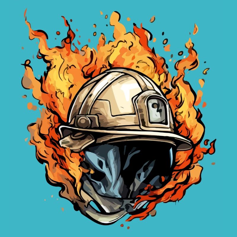 Casque de pompier en feu n°1