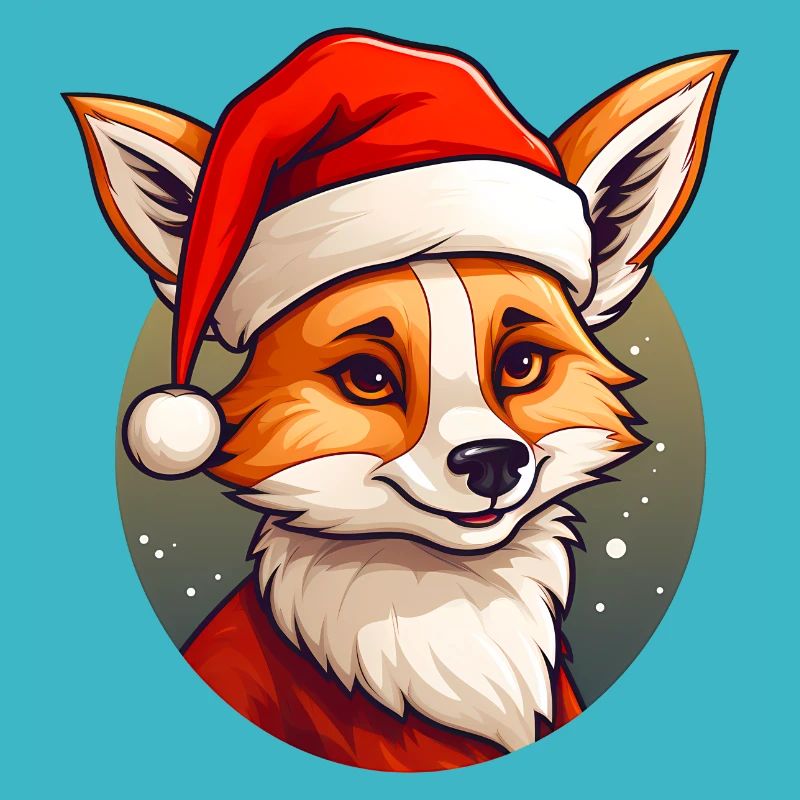 Fuchs mit Weihnachtsmütze