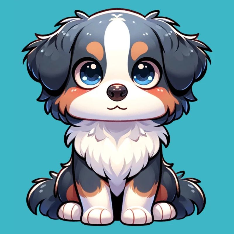 Digital illustration of cute Australian Shepherd