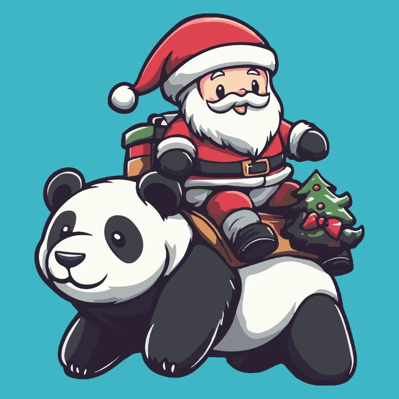Panda Weihnachtsmann Cartoon