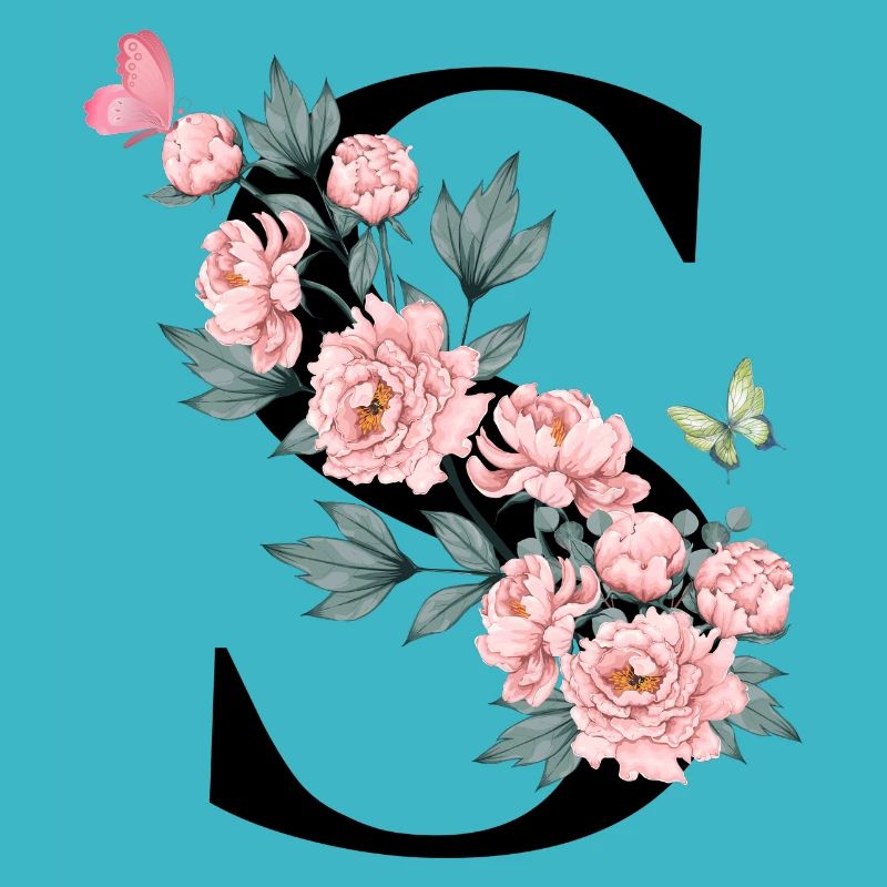 Letter s pink flowers