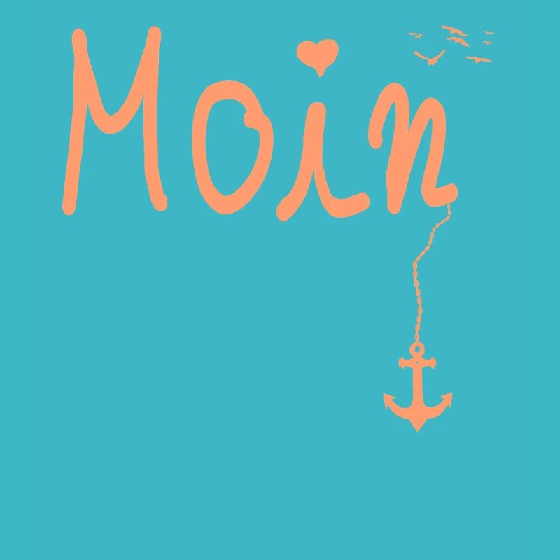 Moin Begruessung Moin mit Moewe in Orange
