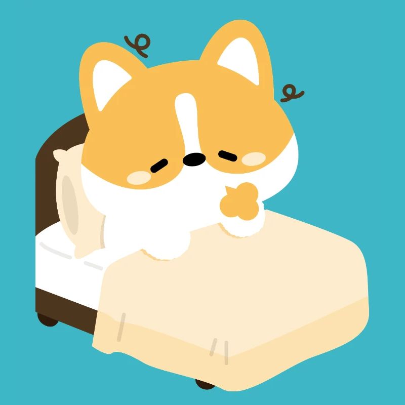 Corgi fatigué sur le lit