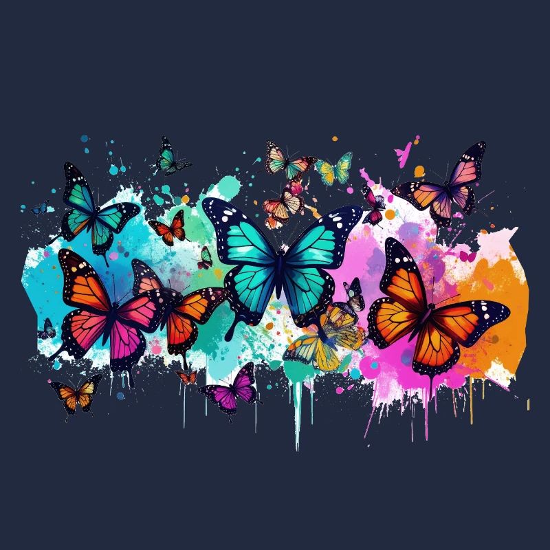 papillon,coloré,fleurs,graffiti