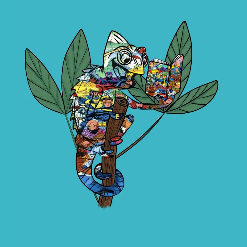 Caméléon cool avec bande dessinée