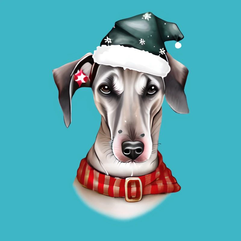 Ein Whippet-Hund im Weihnachtsmannkostüm
