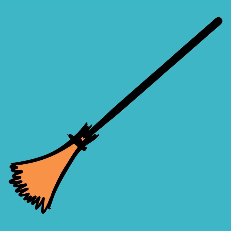 Broom, hand-drawn: cleaning lady, garbage man.