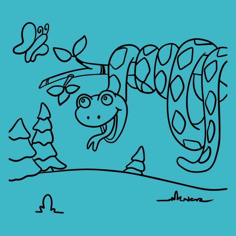 Coloriage Friendly Snake pour chemises et plus