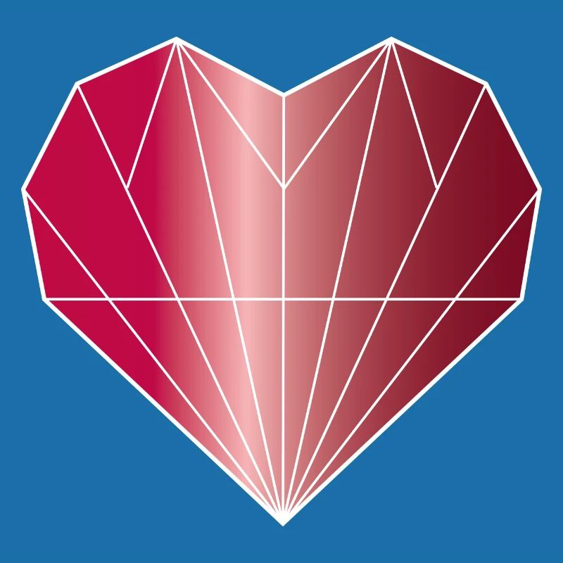 Heart Diamond Ruby Red