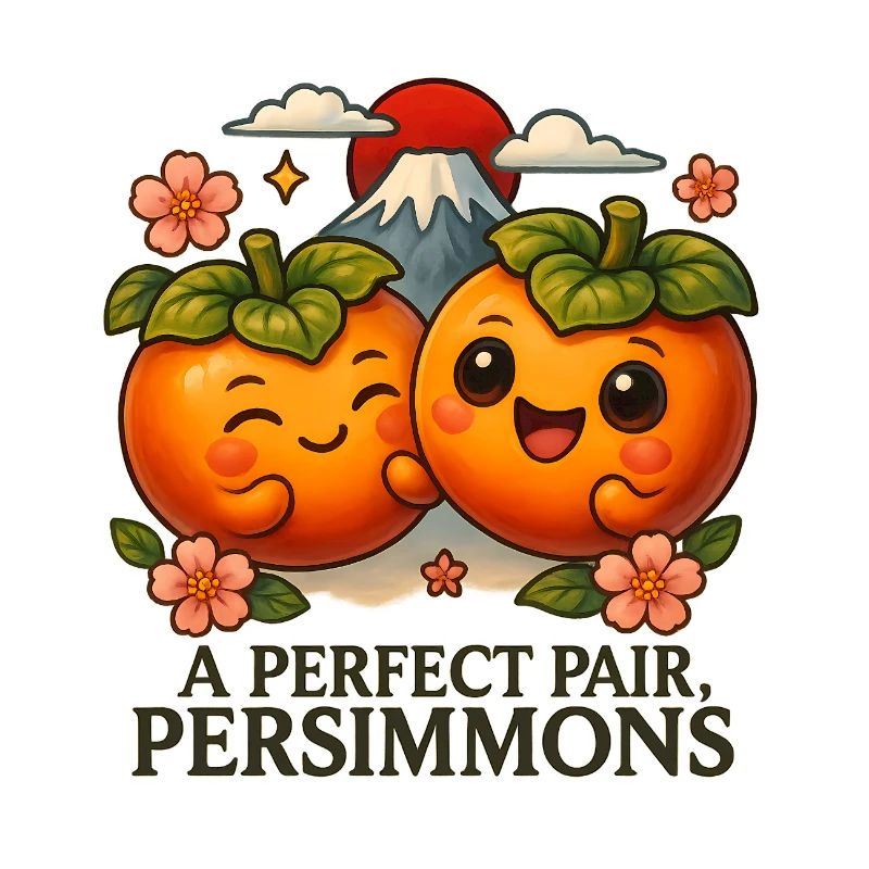 Japanisch Ein Perfektes Paar Kakis Mount Fuji