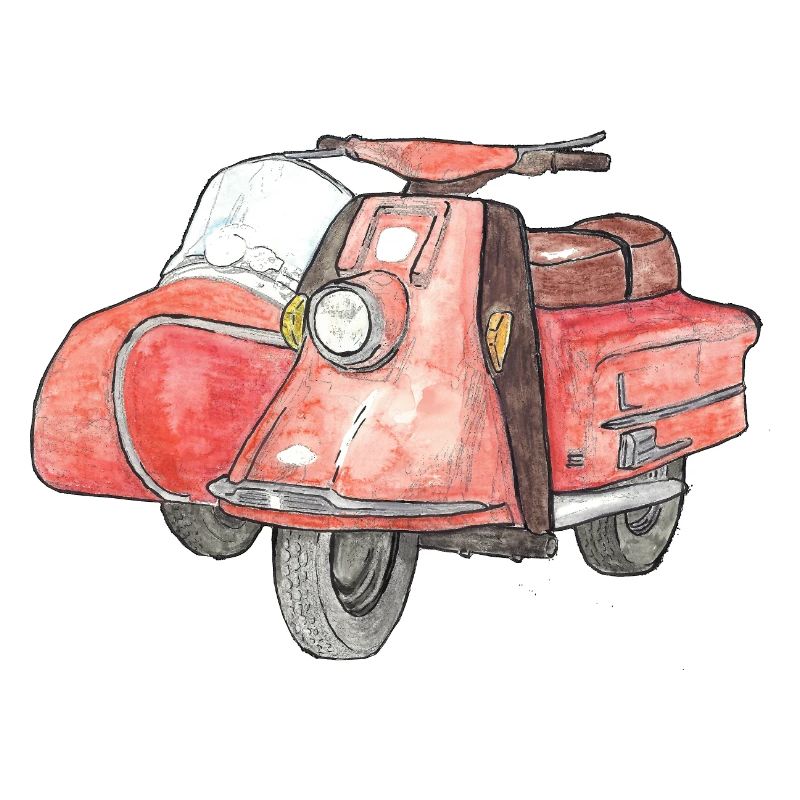 Vintage Roller mit Beiwagen