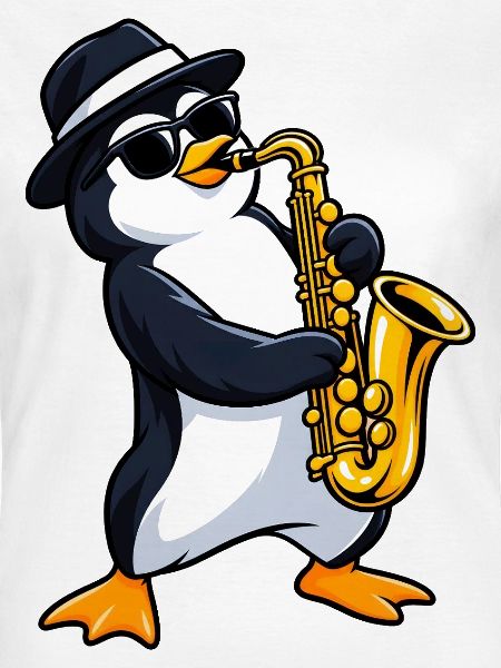 Pinguin mit Saxophon