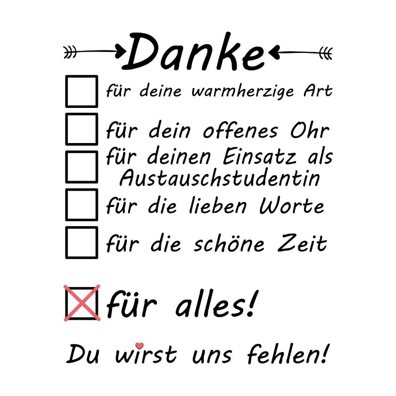 Austauschstudentin zum Abschied Danke Dankeschön