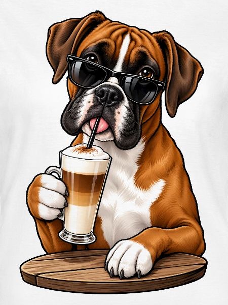 Boxer mit Latte Macchiato