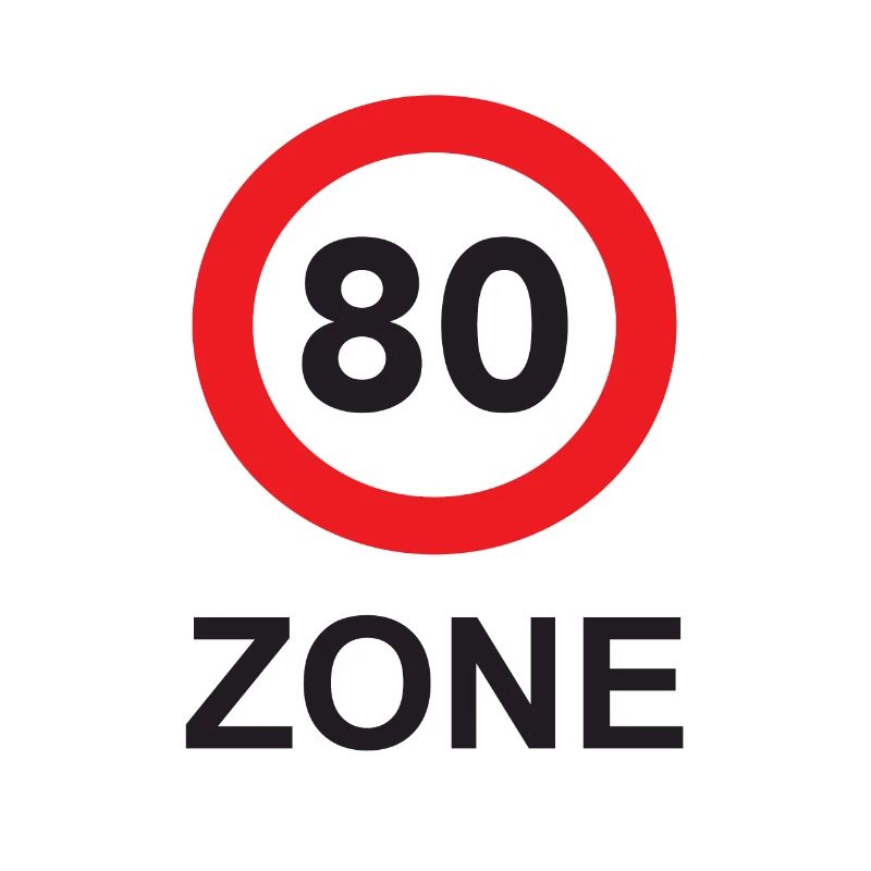 80. Geburtstag Schild Zone