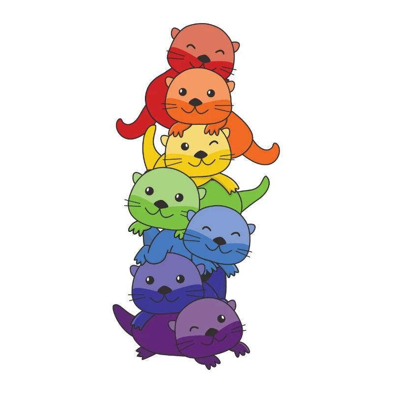 Rainbow Flag Pride LGBTQ Cute Otter Stack