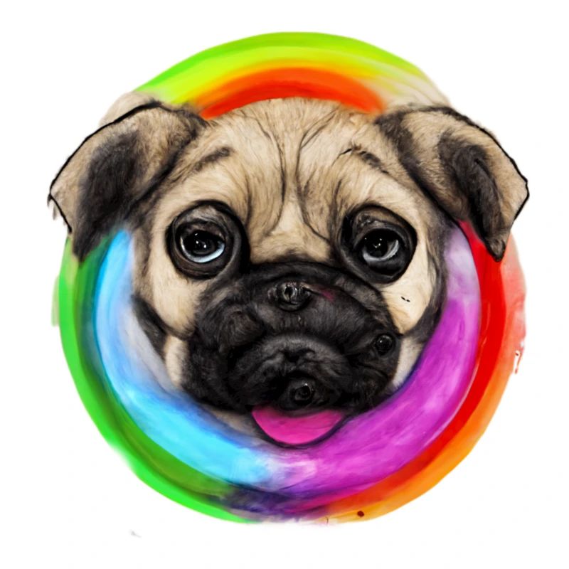 Regenbogen Hund Mops