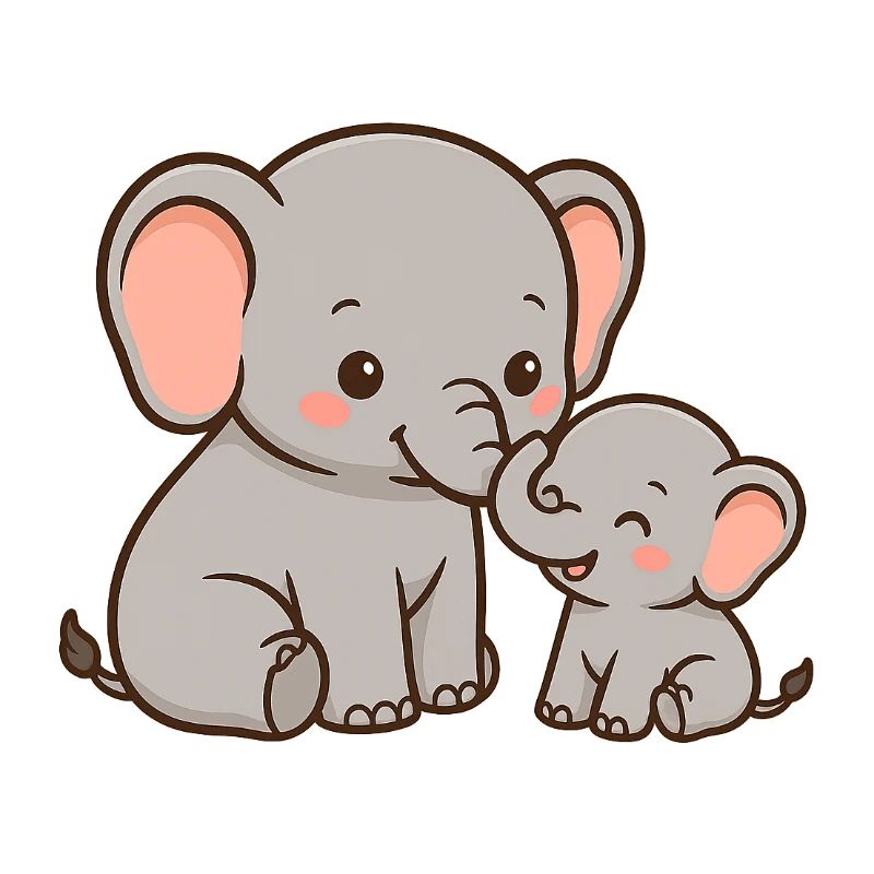 Mère éléphant avec son doux bébé
