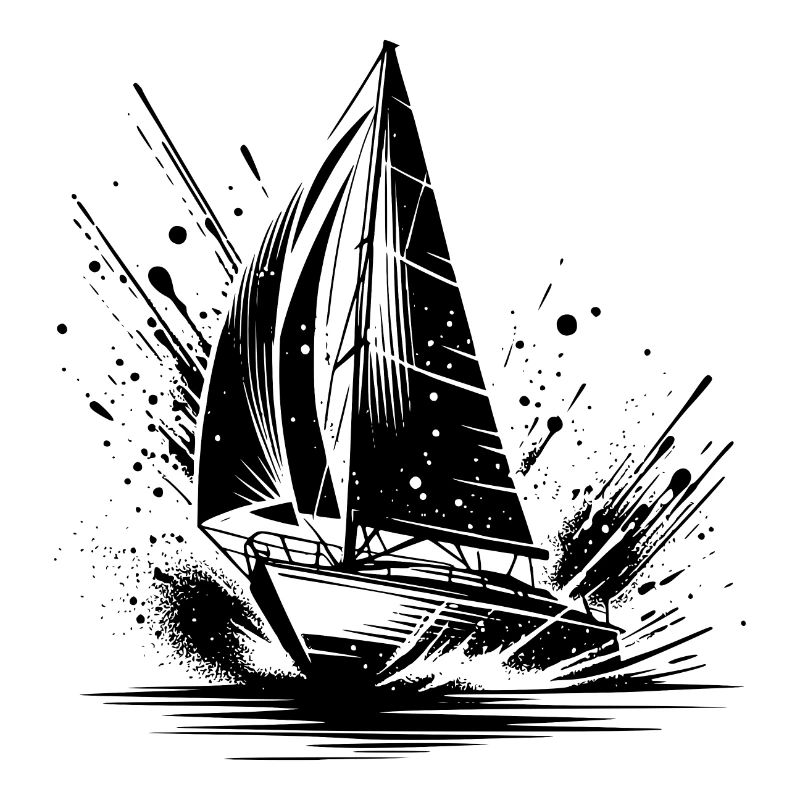 Rasantes Segelboot bei Splash Wellengang