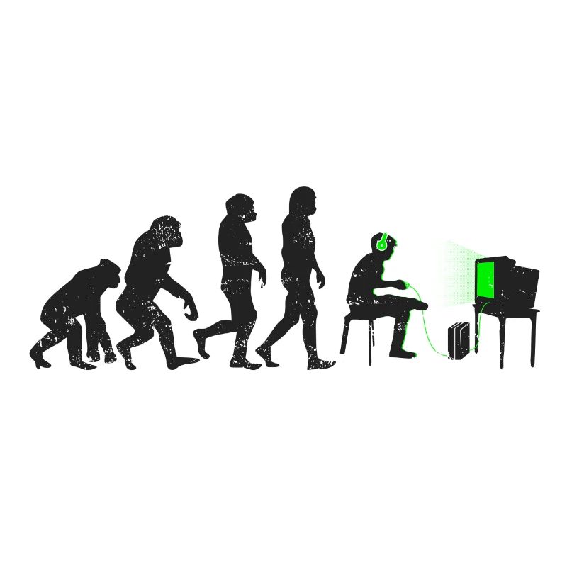 Gamer evolution gift player nerd geek noob